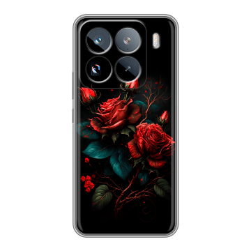 Силиконовый чехол на Xiaomi 15 Pro с принтом Розы красные