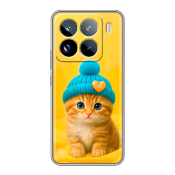 Силиконовый чехол на Xiaomi 15 Pro с принтом Котенок в шапке Силиконовый чехол на Xiaomi 15 Pro с принтом Котенок в шапке