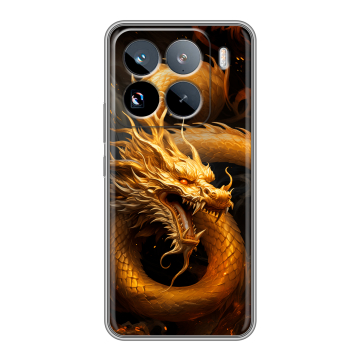 Силиконовый чехол на Xiaomi 15 Pro с принтом Золотой дракон