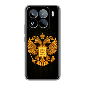 Силиконовый чехол на Xiaomi 15 Pro с принтом Герб России желтый