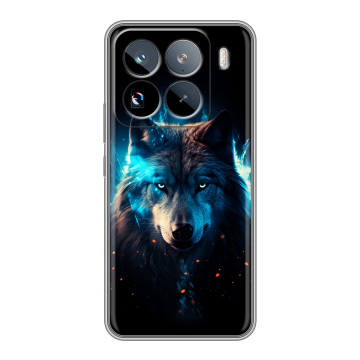 Силиконовый чехол на Xiaomi 15 Pro с принтом Волк ночной Силиконовый чехол на Xiaomi 15 Pro с принтом Волк ночной