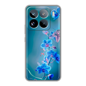 Силиконовый чехол на Xiaomi 15 Pro с принтом Голубые цветы Силиконовый чехол на Xiaomi 15 Pro с принтом Голубые цветы