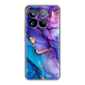 Силиконовый чехол на Xiaomi 15 Pro с принтом синий мрамор