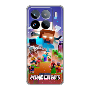 Силиконовый чехол на Xiaomi 15 Pro с принтом Майнкрафт Minecraft