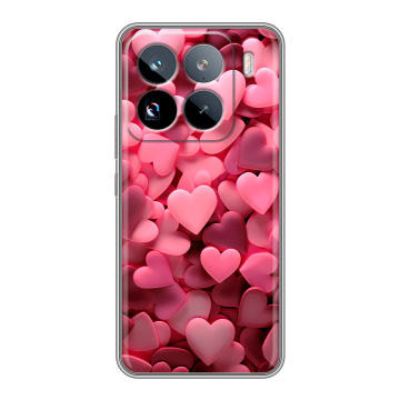 Силиконовый чехол на Xiaomi 15 Pro с принтом розовые сердечки Силиконовый чехол на Xiaomi 15 Pro с принтом розовые сердечки