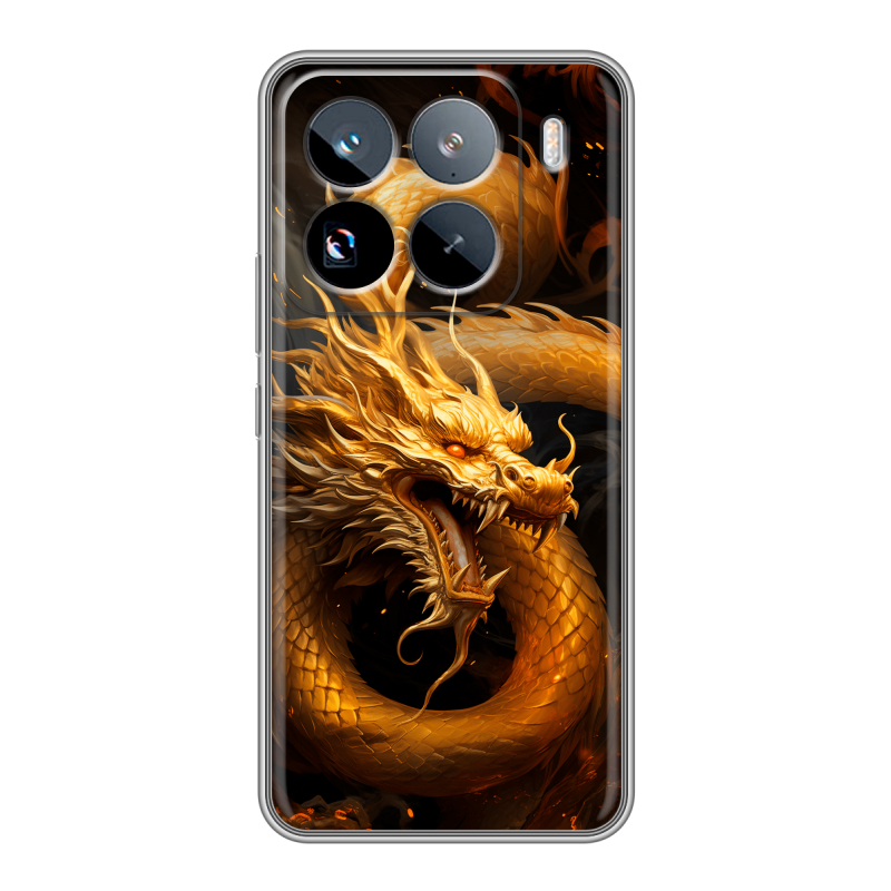 Силиконовый чехол на Xiaomi 15 Pro с принтом Золотой дракон Силиконовый чехол на Xiaomi 15 Pro с принтом Золотой дракон