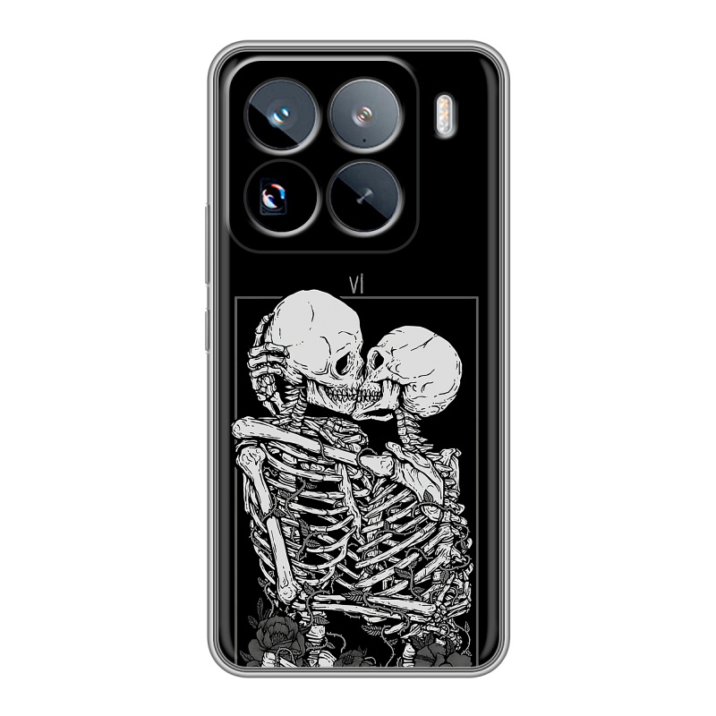 Силиконовый чехол на Xiaomi 15 Pro с принтом Поцелуй скелетов Силиконовый чехол на Xiaomi 15 Pro с принтом Поцелуй скелетов