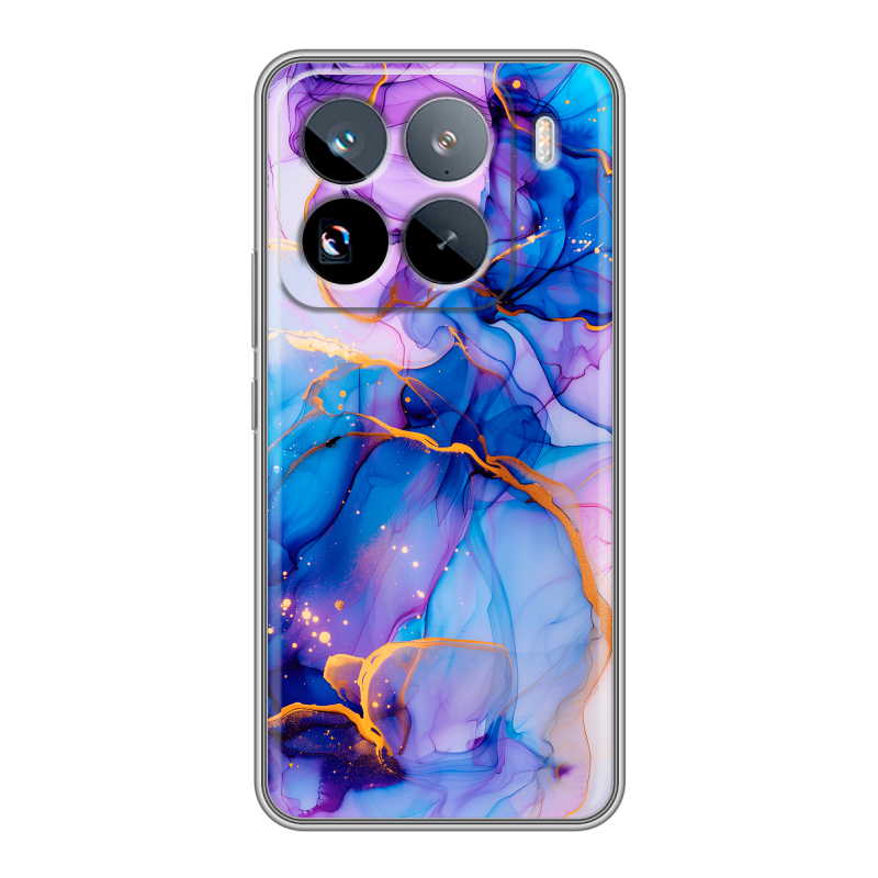 Силиконовый чехол на Xiaomi 15 Pro с принтом синий мрамор Силиконовый чехол на Xiaomi 15 Pro с принтом синий мрамор