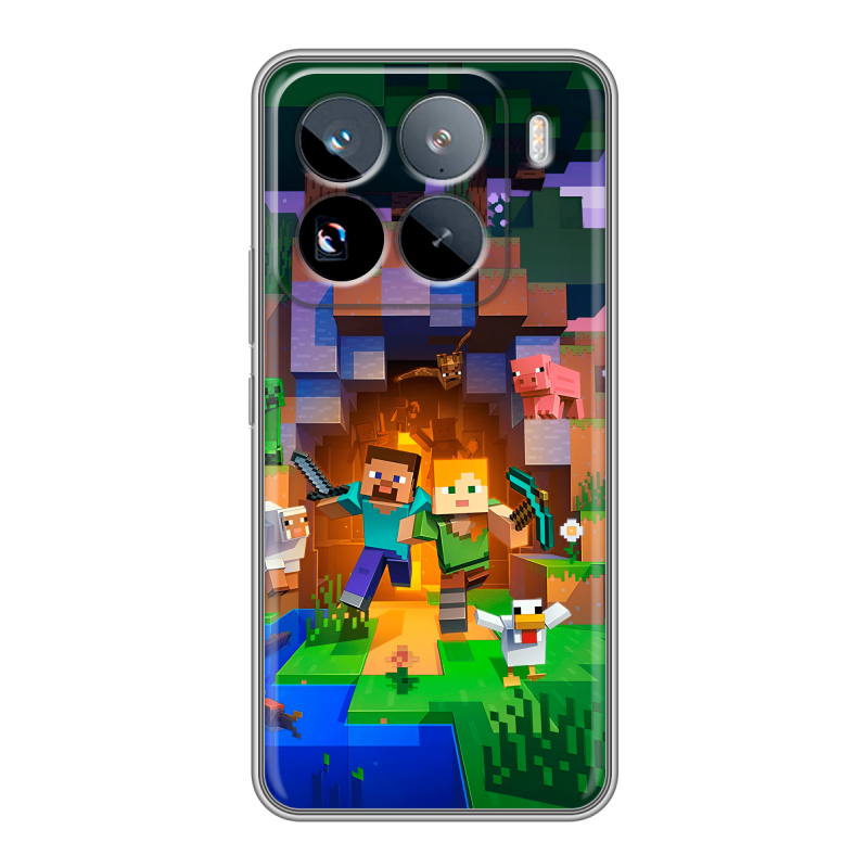 Силиконовый чехол на Xiaomi 15 Pro с принтом Майнкрафт Minecraft Силиконовый чехол на Xiaomi 15 Pro с принтом Майнкрафт Minecraft