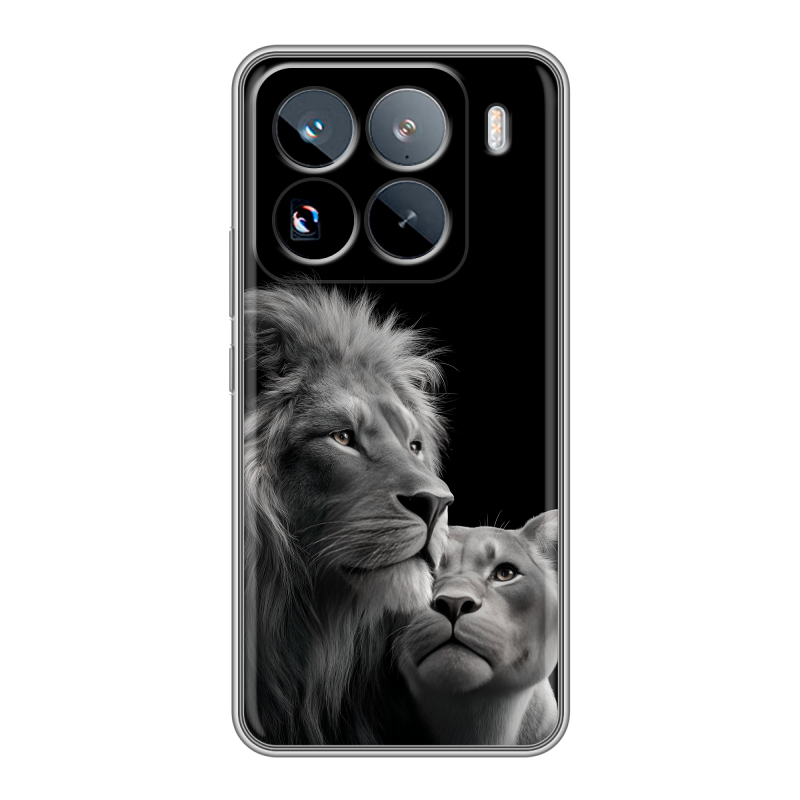 Силиконовый чехол на Xiaomi 15 Pro с принтом Лев кошки Силиконовый чехол на Xiaomi 15 Pro с принтом Лев кошки