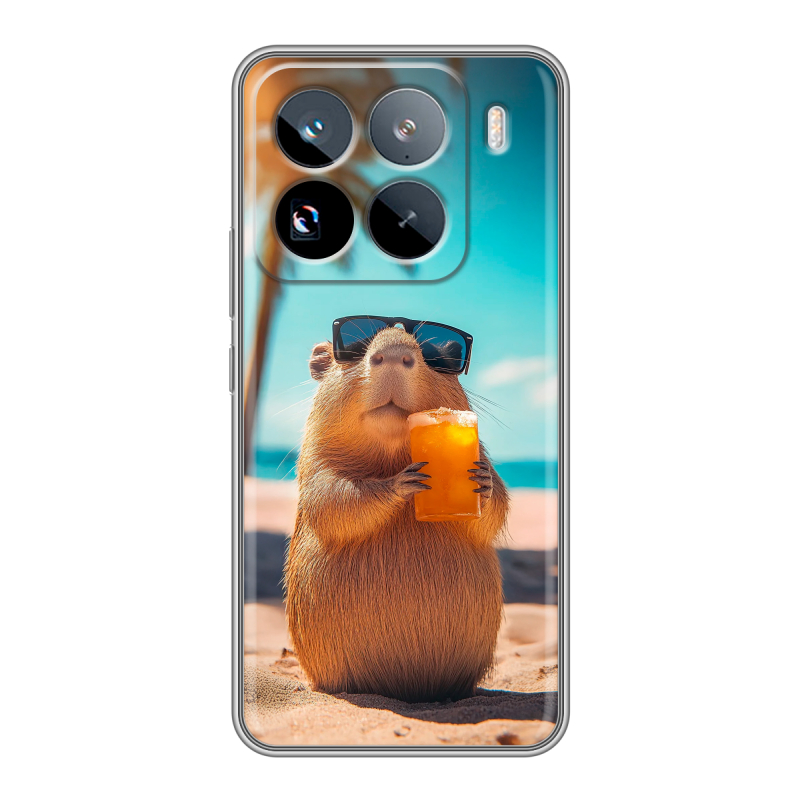 Силиконовый чехол на Xiaomi 15 Pro с принтом Капибара Силиконовый чехол на Xiaomi 15 Pro с принтом Капибара
