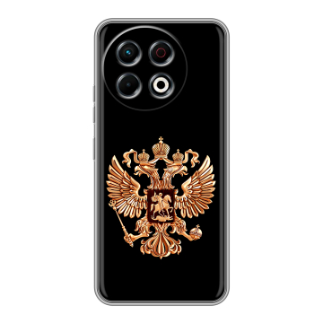 Силиконовый чехол на Tecno Spark 30 Pro с принтом Герб России золотой