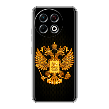Силиконовый чехол на Tecno Spark 30 Pro с принтом Герб России желтый