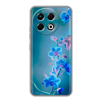 Силиконовый чехол на Tecno Spark 30 Pro с принтом Голубые цветы