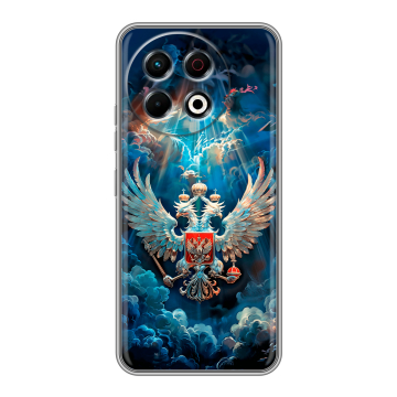 Силиконовый чехол на Tecno Spark 30 Pro с принтом Герб флаг России