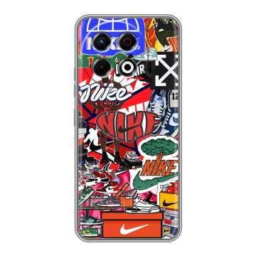 Силиконовый чехол на Tecno Spark 30 Pro с принтом Найк Nike яркий