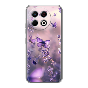 Силиконовый чехол на Tecno Spark 30 Pro с принтом бабочки и лаванда