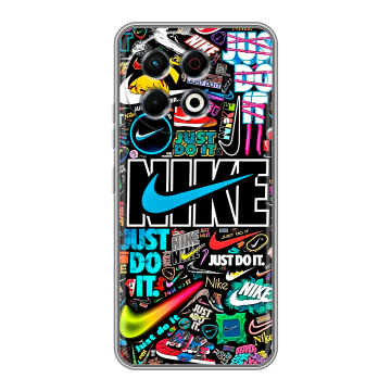 Силиконовый чехол на Tecno Spark 30 Pro с принтом найк nike черный