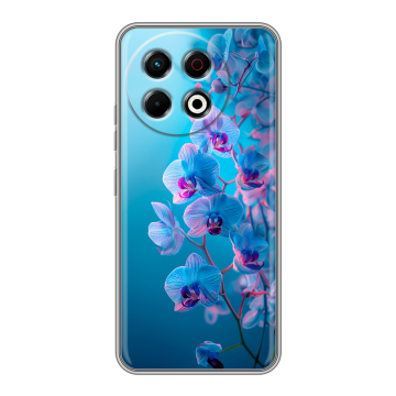 Силиконовый чехол на Tecno Spark 30 Pro с принтом голубые орхидеи