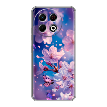 Силиконовый чехол на Tecno Spark 30 Pro с принтом цветы бабочки