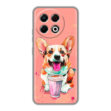 Силиконовый чехол на Tecno Spark 30 Pro с принтом собака корги Силиконовый чехол на Tecno Spark 30 Pro с принтом собака корги
