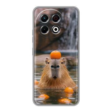 Силиконовый чехол на Tecno Spark 30 Pro с принтом Капибара с апельсином Силиконовый чехол на Tecno Spark 30 Pro с принтом Капибара с апельсином