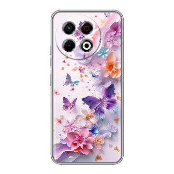 Силиконовый чехол на Tecno Spark 30 Pro с принтом цветы бабочки Силиконовый чехол на Tecno Spark 30 Pro с принтом цветы бабочки