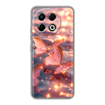 Силиконовый чехол на Tecno Spark 30 Pro с принтом бабочки розовые Силиконовый чехол на Tecno Spark 30 Pro с принтом бабочки розовые