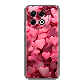 Силиконовый чехол на Tecno Spark 30 Pro с принтом розовые сердечки