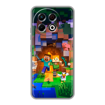 Силиконовый чехол на Tecno Spark 30 Pro с принтом Майнкрафт Minecraft