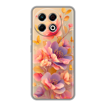 Силиконовый чехол на Tecno Spark 30 Pro с принтом Цветы и бабочки