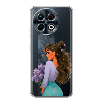 Силиконовый чехол на Tecno Spark 30 Pro с принтом девушка цветы