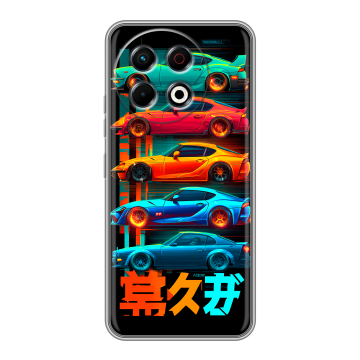 Силиконовый чехол на Tecno Spark 30 Pro с принтом машины тачки