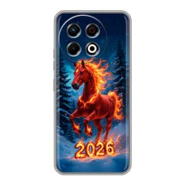 Силиконовый чехол на Tecno Spark 30 Pro с принтом Новый год коня