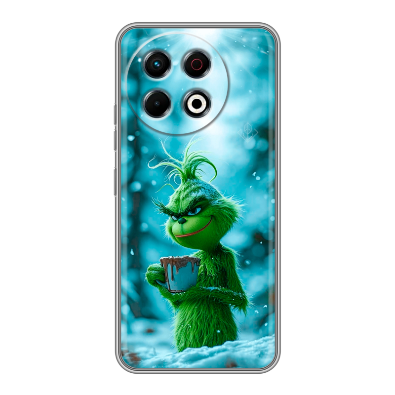 Силиконовый чехол на Tecno Spark 30 Pro с принтом Новый год гринч Силиконовый чехол на Tecno Spark 30 Pro с принтом Новый год гринч
