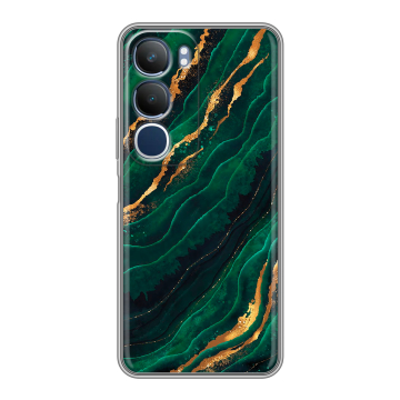 Силиконовый чехол на Vivo Y19s с принтом Мрамор зеленое золото