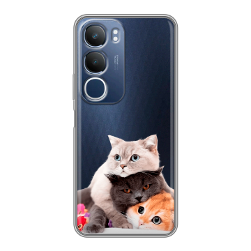 Силиконовый чехол на Vivo Y19s с принтом Кошки Силиконовый чехол на Vivo Y19s с принтом Кошки