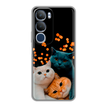 Силиконовый чехол на Vivo Y19s с принтом Кошки Силиконовый чехол на Vivo Y19s с принтом Кошки
