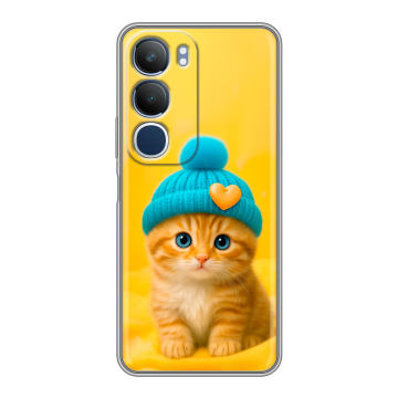 Силиконовый чехол на Vivo Y19s с принтом Котенок в шапке