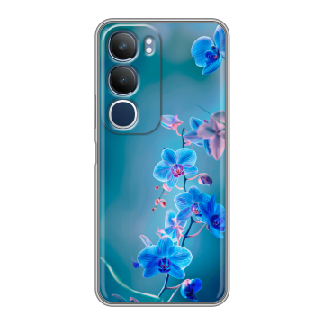 Силиконовый чехол на Vivo Y19s с принтом Голубые цветы