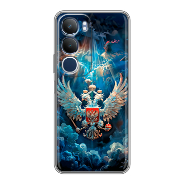 Силиконовый чехол на Vivo Y19s с принтом Герб флаг России