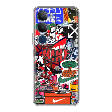 Силиконовый чехол на Vivo Y19s с принтом Найк Nike яркий