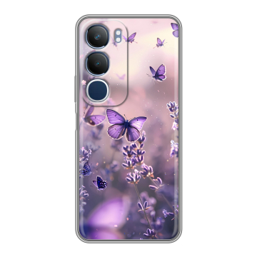 Силиконовый чехол на Vivo Y19s с принтом бабочки и лаванда