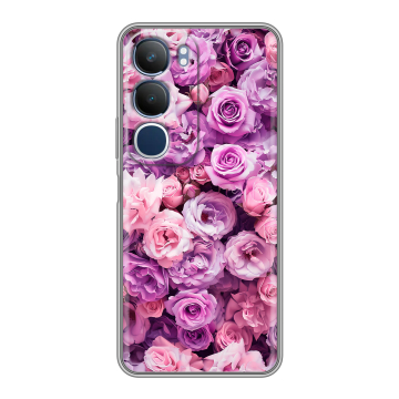 Силиконовый чехол на Vivo Y19s с принтом лавандовые розы Силиконовый чехол на Vivo Y19s с принтом лавандовые розы