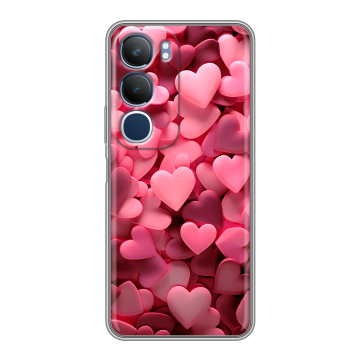 Силиконовый чехол на Vivo Y19s с принтом розовые сердечки