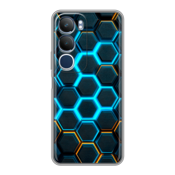 Силиконовый чехол на Vivo Y19s с принтом Неоновые соты Силиконовый чехол на Vivo Y19s с принтом Неоновые соты
