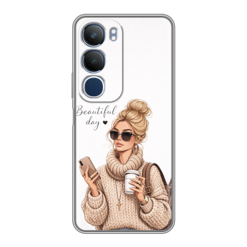 Силиконовый чехол на Vivo Y19s с принтом женский