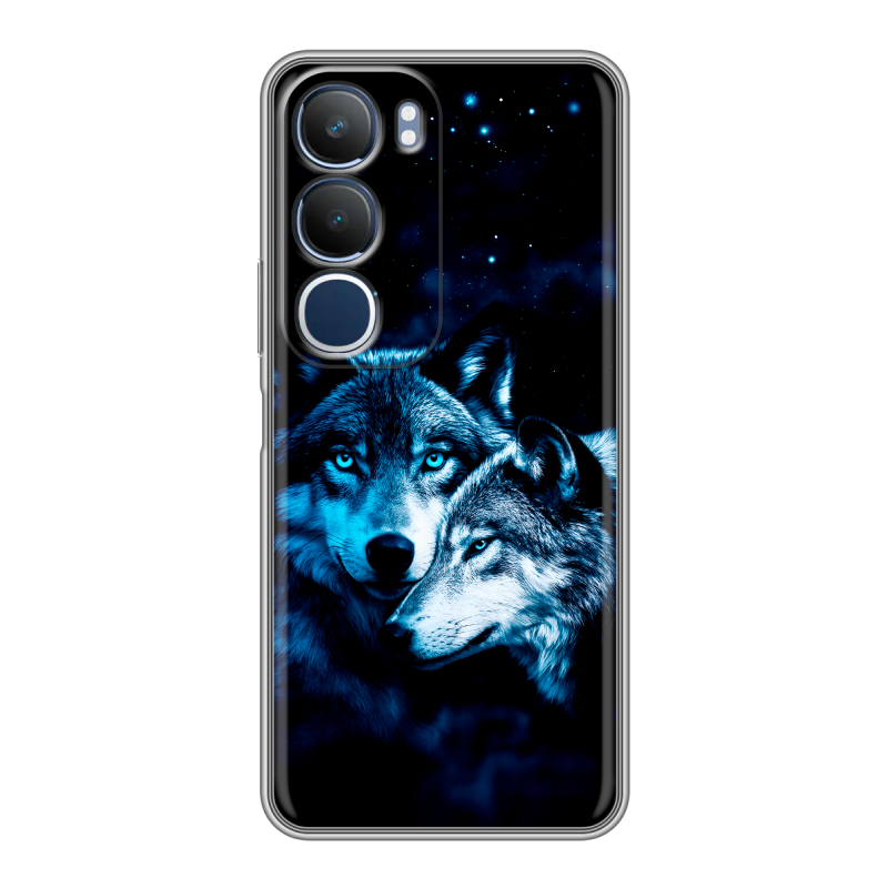 Силиконовый чехол на Vivo Y19s с принтом Волки Силиконовый чехол на Vivo Y19s с принтом Волки