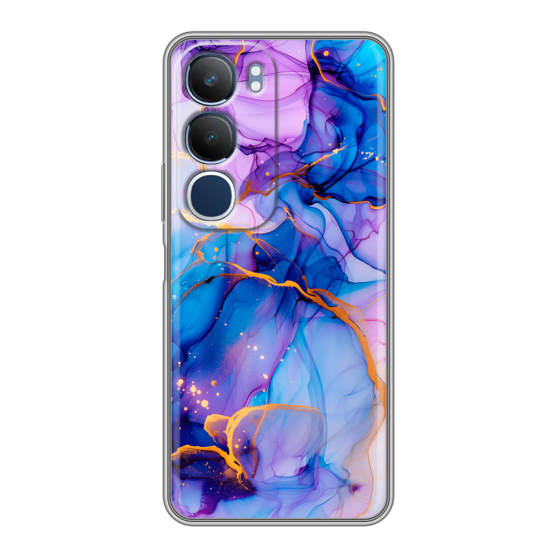 Силиконовый чехол на Vivo Y19s с принтом синий мрамор Силиконовый чехол на Vivo Y19s с принтом синий мрамор