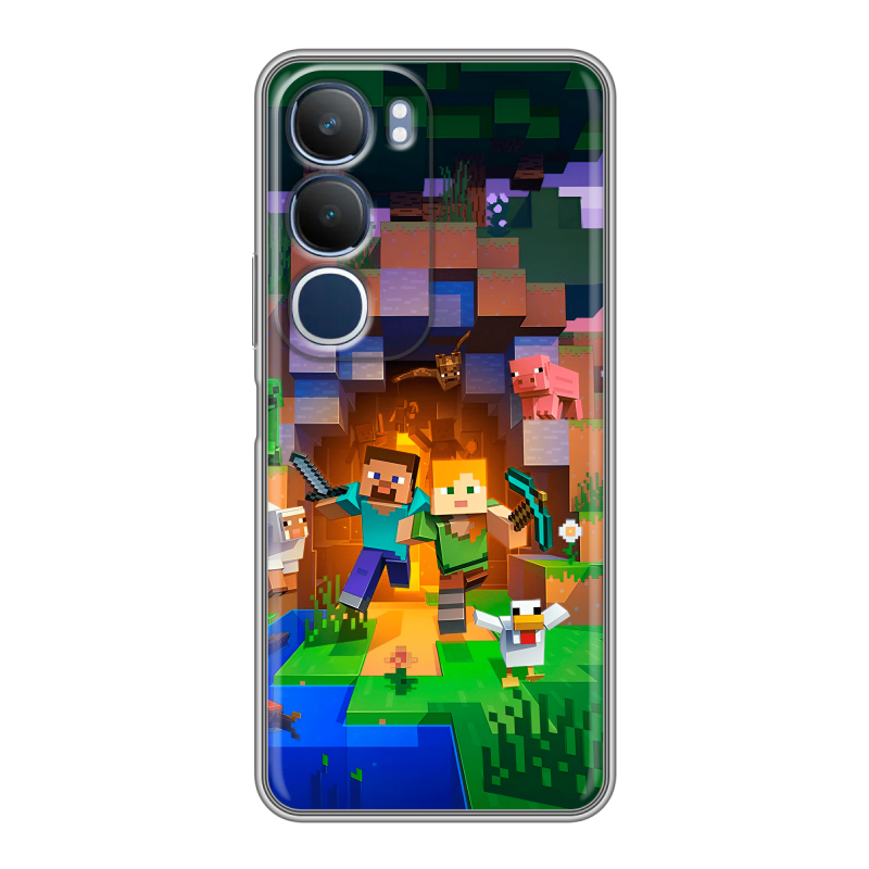 Силиконовый чехол на Vivo Y19s с принтом Майнкрафт Minecraft Силиконовый чехол на Vivo Y19s с принтом Майнкрафт Minecraft